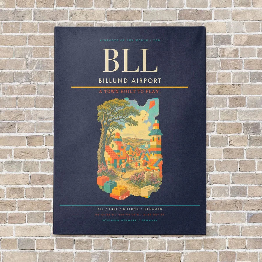 Billund Airport BLL - Canvas No Frame - Navy Blue