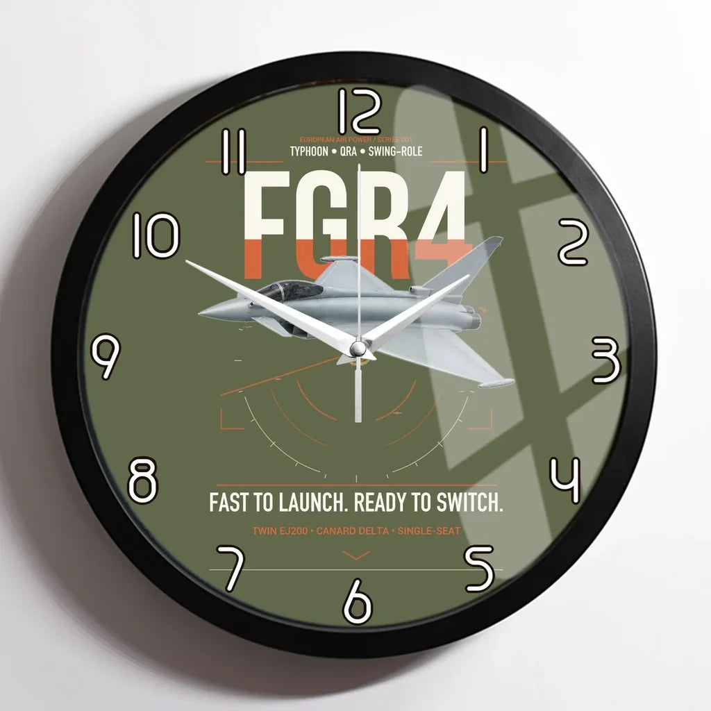 Eurofighter Typhoon FGR4 design on green army framed wall clock