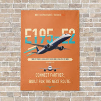 Thumbnail for Embraer E195-E2 vertical canvas print - no frame - orange background