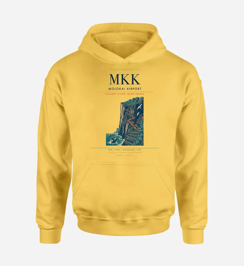 Molokai Airport (MKK) design on yellow hoodie single-side print