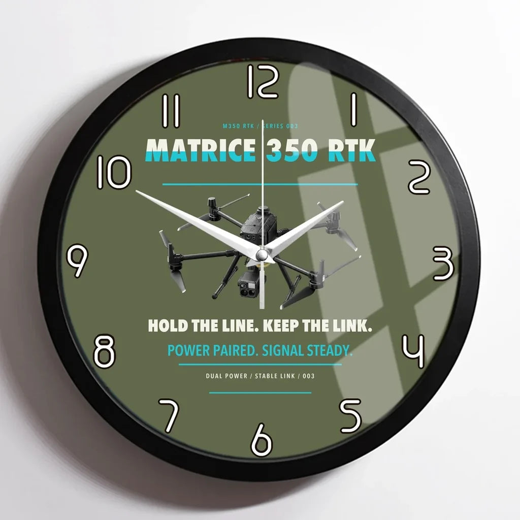 DJI Matrice 350 RTK design on green army framed wall clock