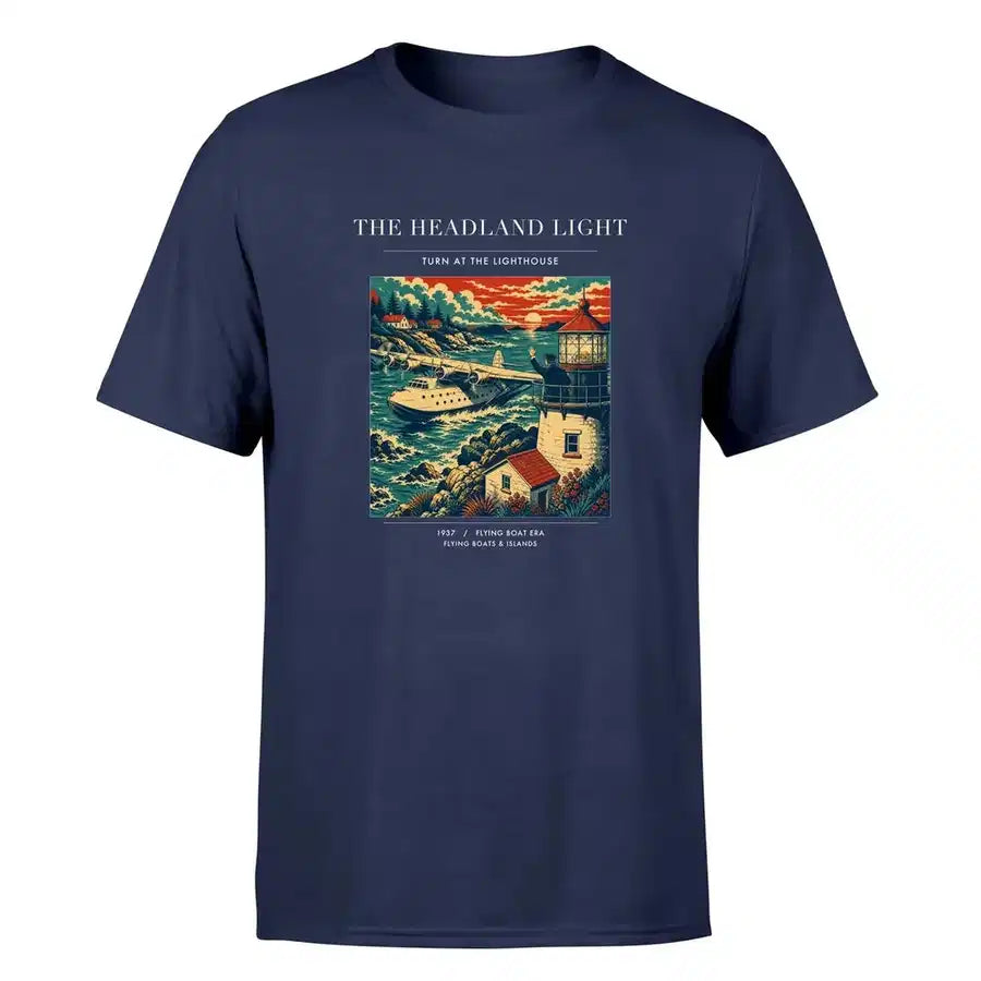 VINTAGE G4078 - The Headland Light - Premium T-Shirt design on navyblue premium t shirt
