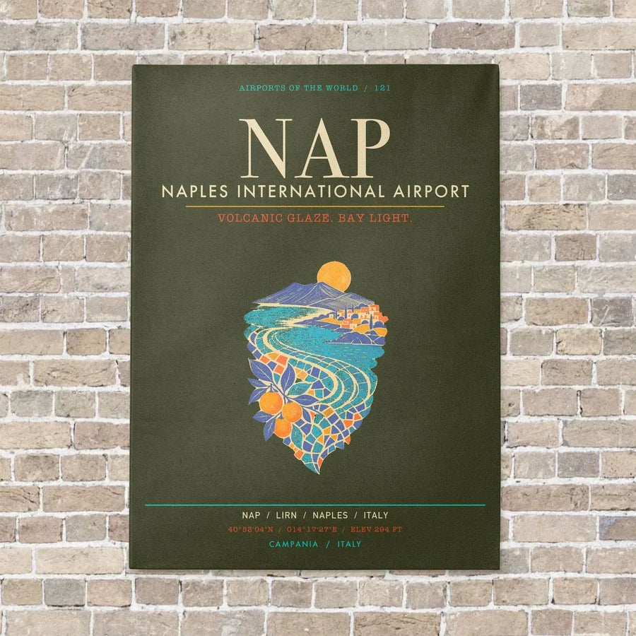 Naples International Airport NAP - Canvas Framed - Green Army