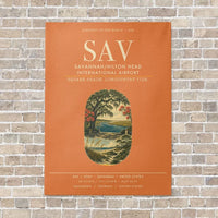 Thumbnail for Savannah-Hilton Head International Airport SAV vertical canvas print - no frame - orange background