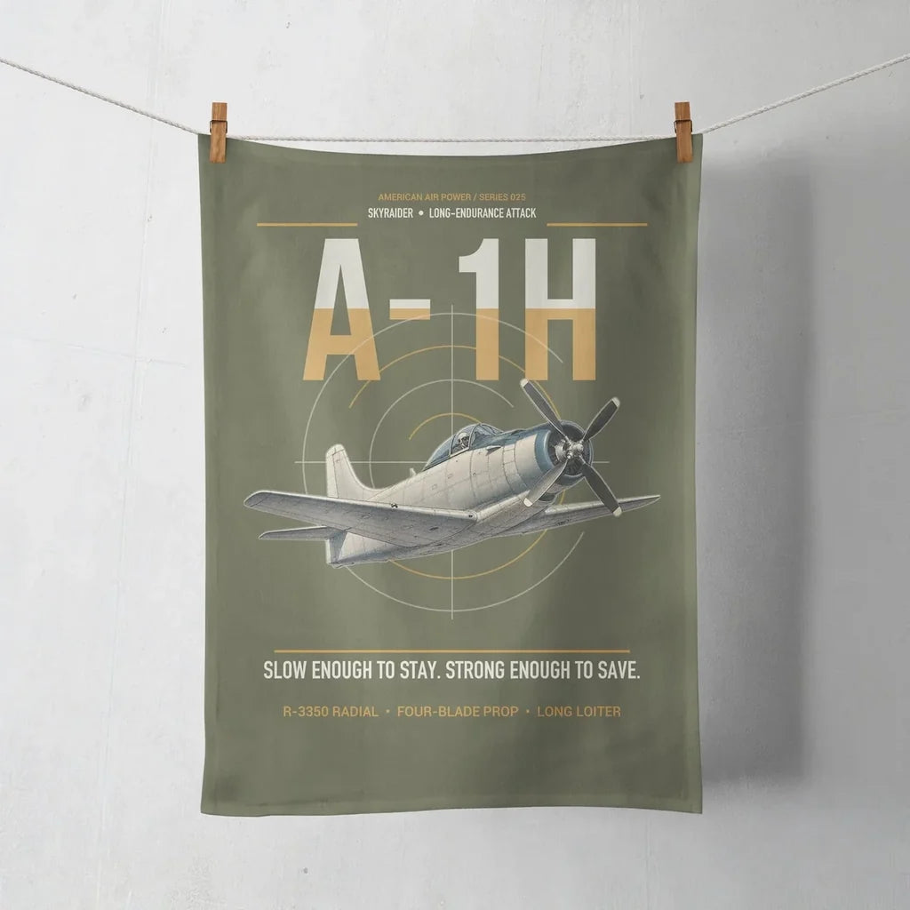 A-1H Skyraider design on green army towel