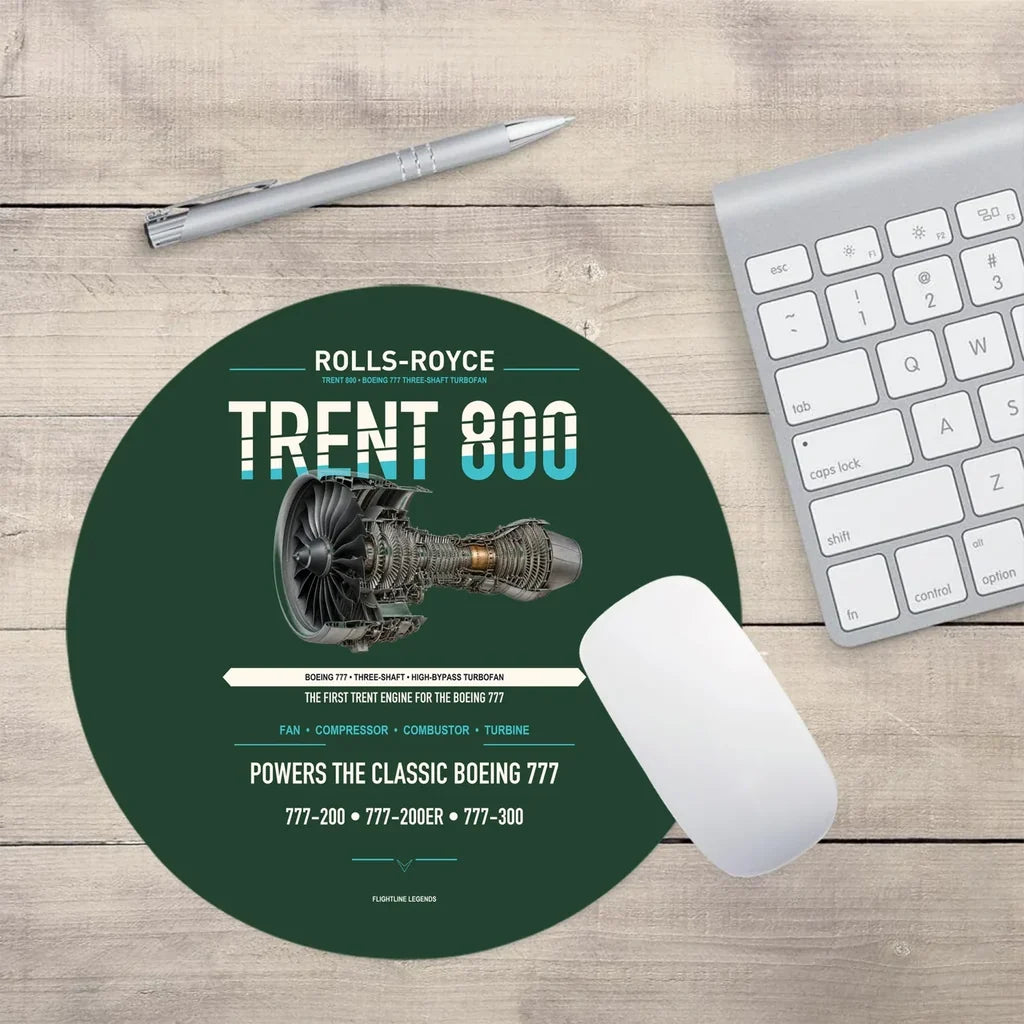 TRENT 800 design on dark green round mouse pad