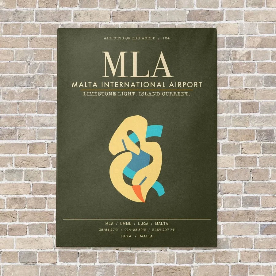 Malta International Airport MLA - Canvas Framed - Green Army