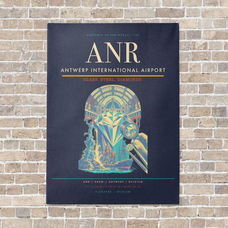 Antwerp International Airport ANR - Canvas No Frame - Navy Blue