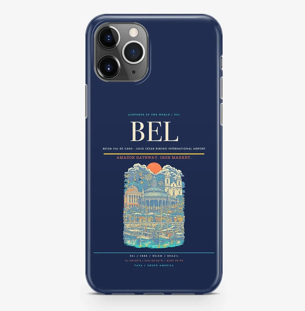 Belem Airport (BEL) design on navy blue iPhone 16 Pro MagSafe case