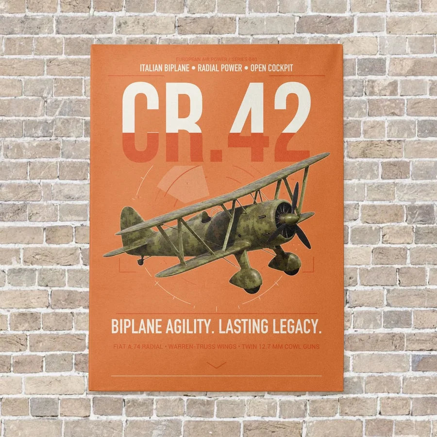 Fiat CR.42 Falco vertical canvas print - no frame - orange background