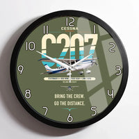 Thumbnail for Cessna T207A Stationair 8 design on green army framed wall clock