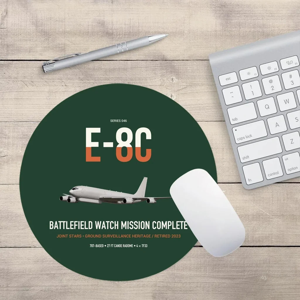 E-8C Joint STARS design on dark green round mouse pad