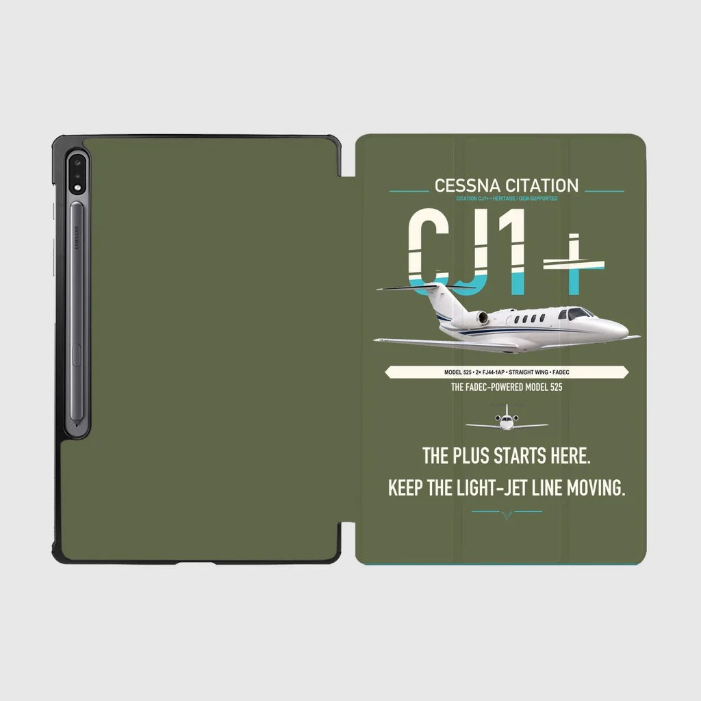 Cessna Citation CJ1+ design on green army samsung tablet tablet case