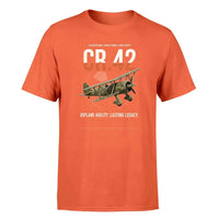 Thumbnail for Fiat CR.42 Falco design on orange t-shirt, single-side print