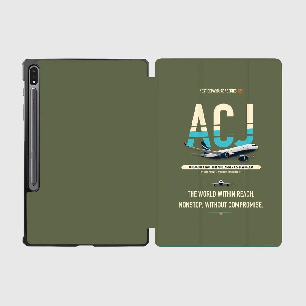 Airbus ACJ330neo / exact ACJ330-800 design on green army samsung tablet tablet case