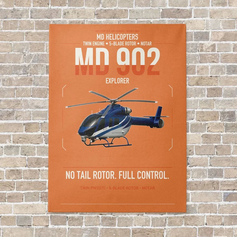 MD Helicopters MD 902 Explorer vertical canvas print - no frame - orange background