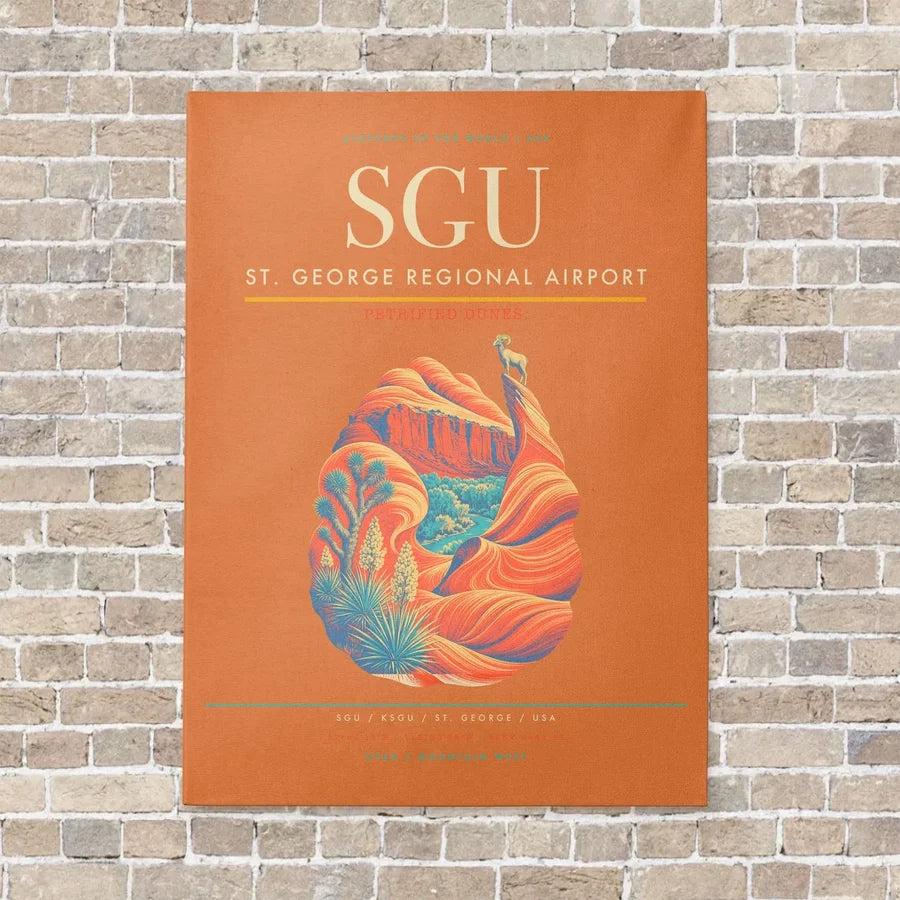 St. George Regional Airport SGU vertical canvas print - no frame - orange background