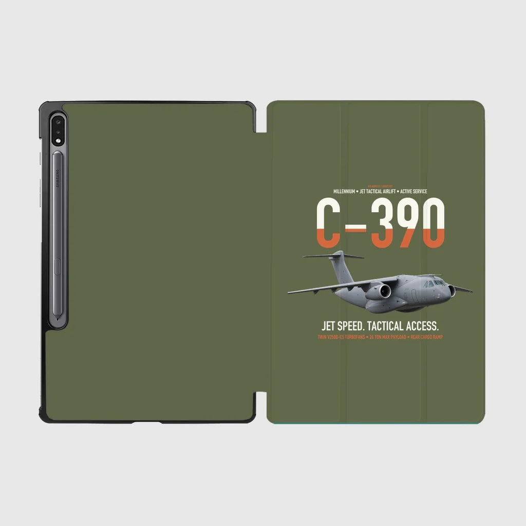 C-390 Millennium design on green army samsung tablet tablet case