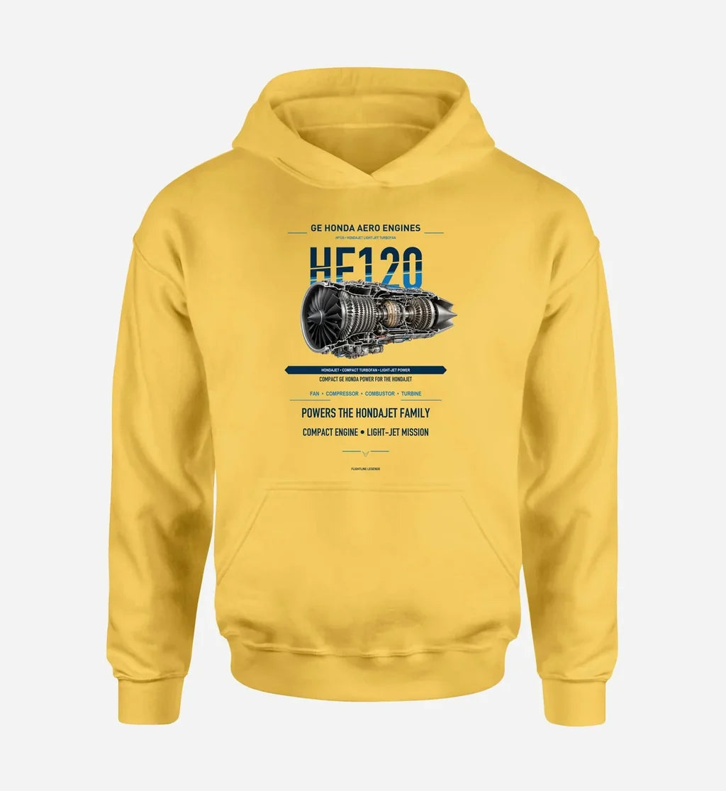 HF120 design on yellow hoodie single side