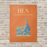 Thumbnail for Helena Regional Airport HLN vertical canvas print - no frame - orange background