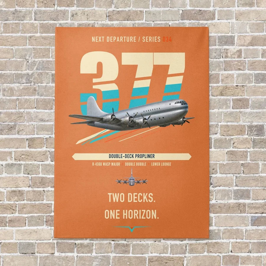Boeing 377 Stratocruiser vertical canvas print - no frame - orange background