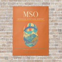 Thumbnail for Missoula Montana Airport MSO vertical canvas print - no frame - orange background