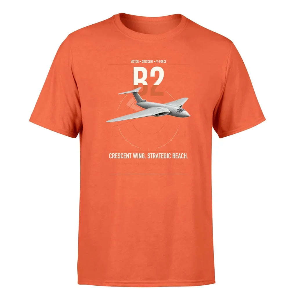 Handley Page Victor B2 design on orange t-shirt, single-side print