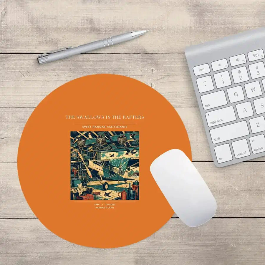 VINTAGE G4269 - The Swallows In The Rafters - Designed Mouse Pads design on orange round