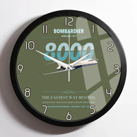 Thumbnail for Bombardier Global 8000 design on green army framed wall clock