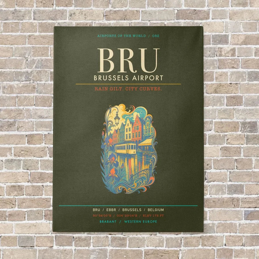 Brussels Airport BRU - Canvas Framed - Green Army