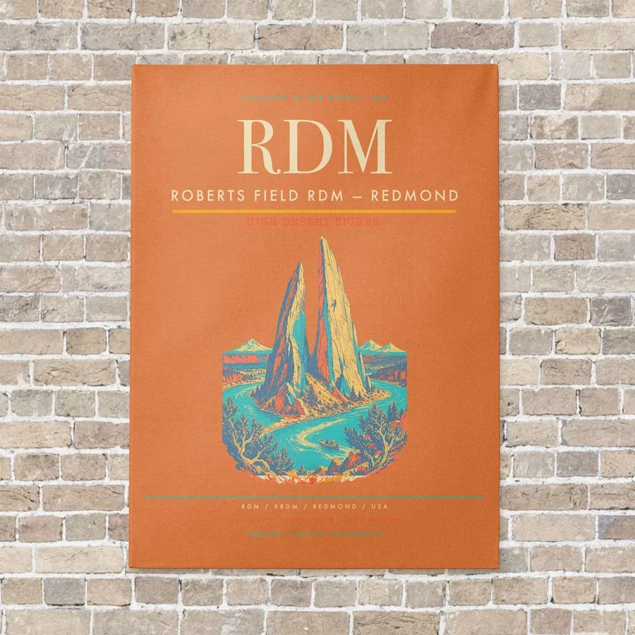 Roberts Field RDM — Redmond vertical canvas print - no frame - orange background