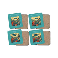 Thumbnail for The Grape Harvest Hop - Designed Coasters design on turquoise 4-pieces-set