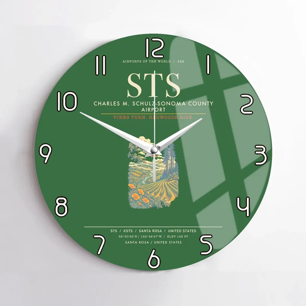 Charles M. SchulzSonoma County Airport Santa Rosa STS Wall-Clock No-Frame - Green