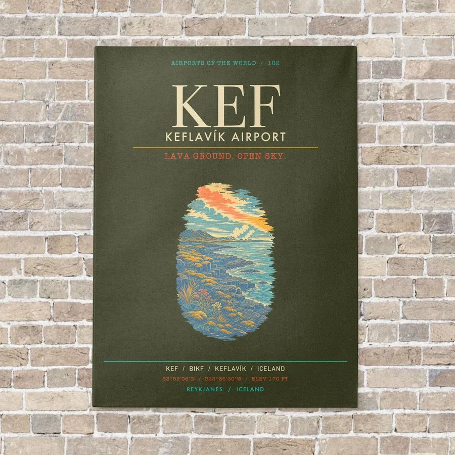 Keflavik Airport KEF - Canvas Framed - Green Army