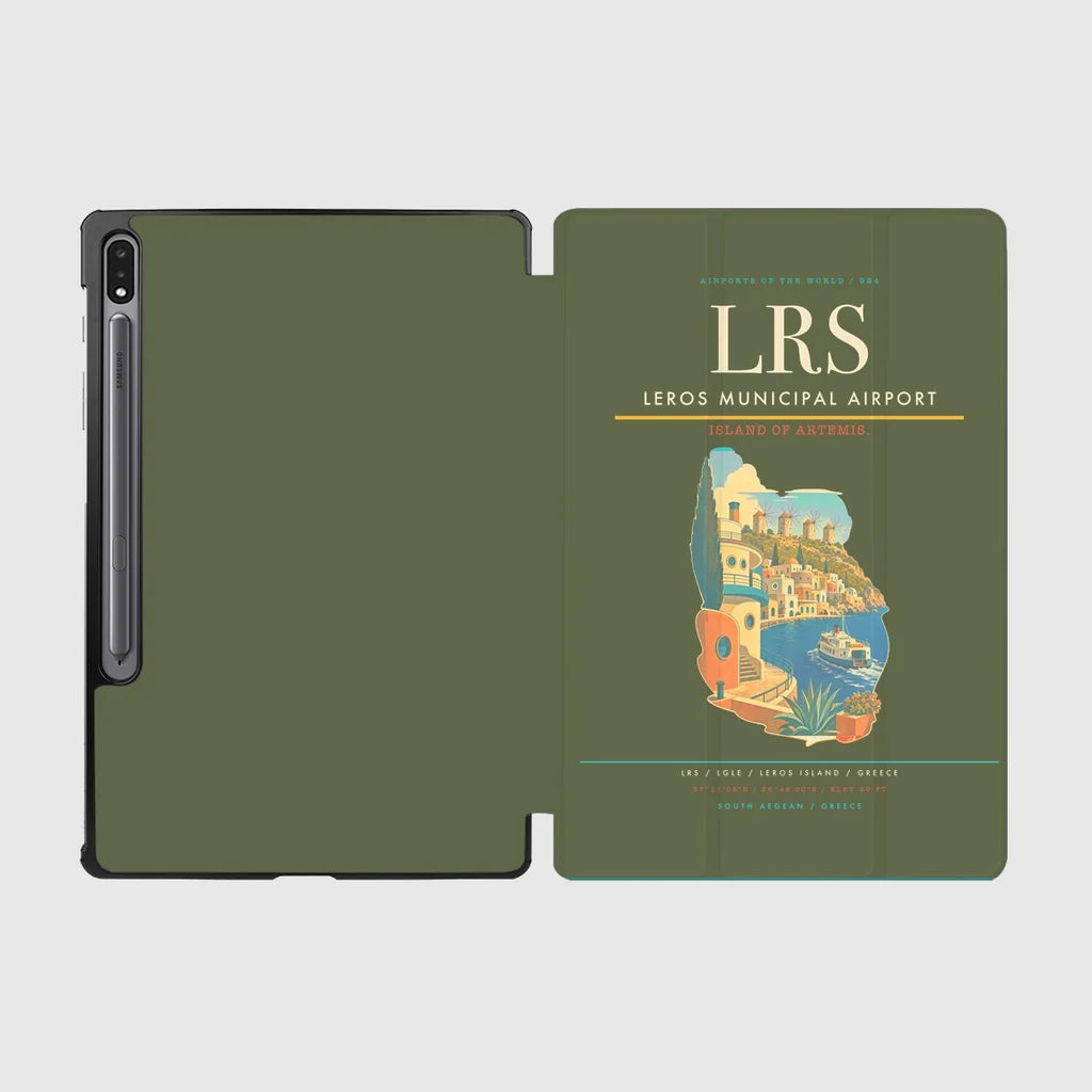 Leros Municipal Airport (LRS) design on green army samsung tablet tablet case
