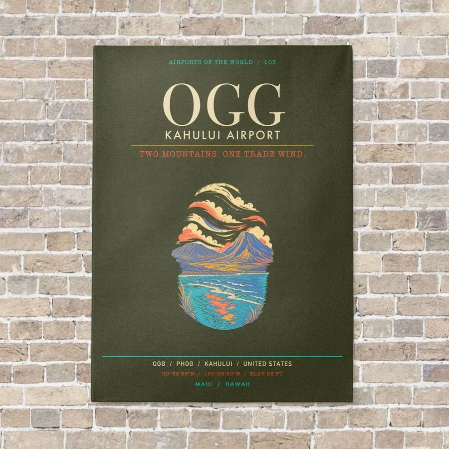 Kahului Airport OGG - Canvas Framed - Green Army