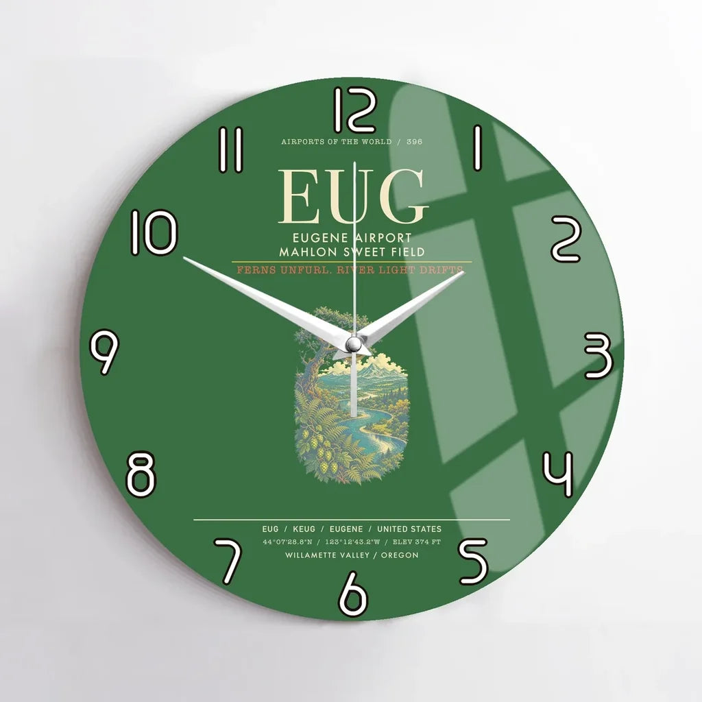 Eugene Airport Mahlon Sweet Field EUG Wall-Clock No-Frame - Green