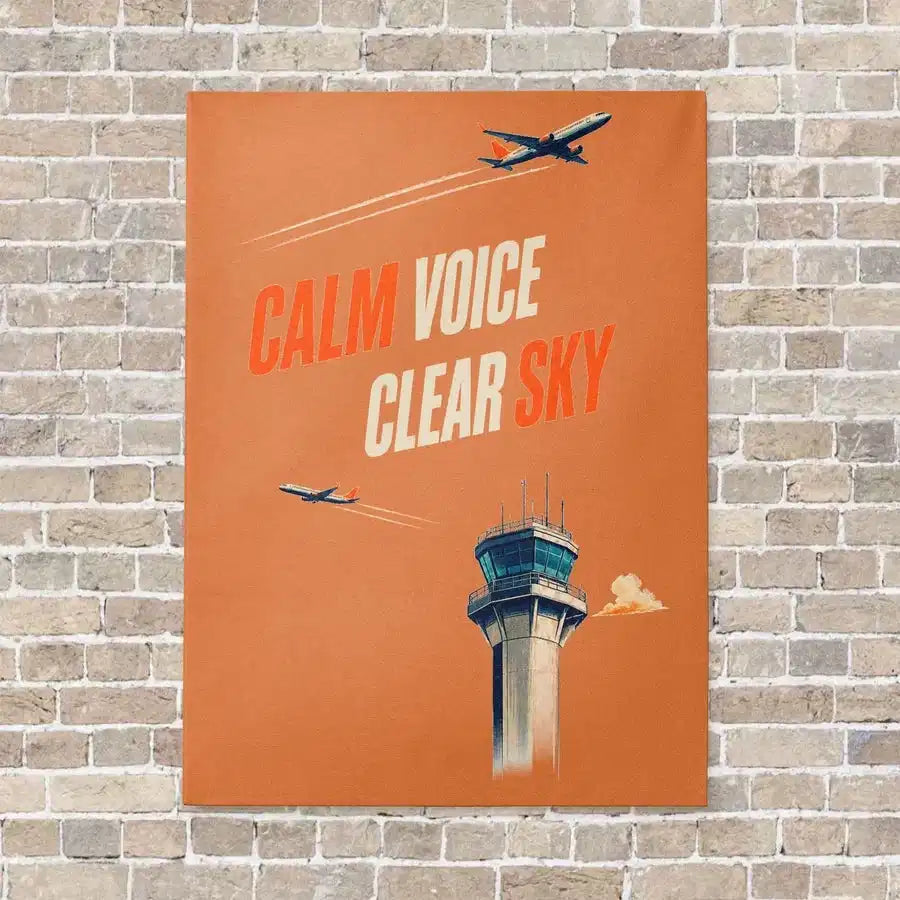 Calm Voice Clear Sky vertical canvas print - no frame - orange background