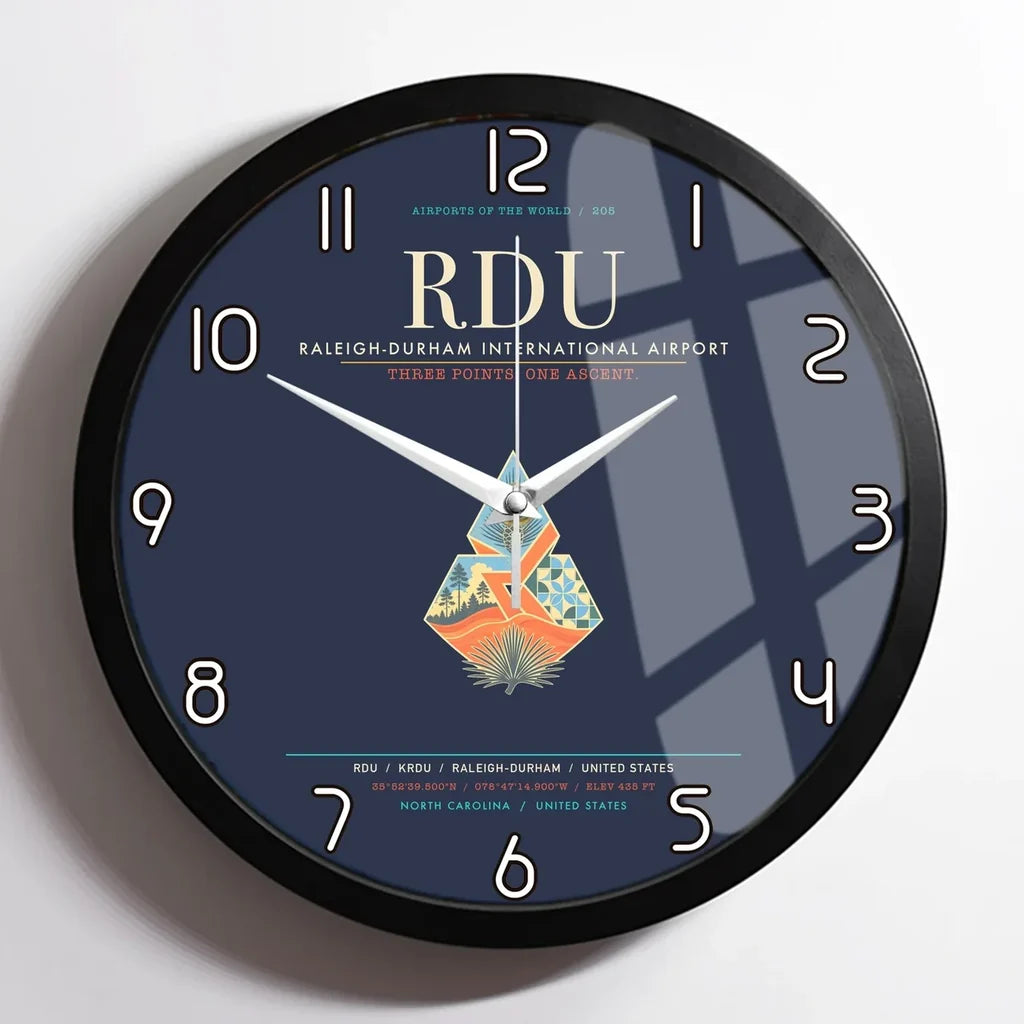 Raleigh-Durham International Airport RDU Wall-Clock Framed - Navy Blue