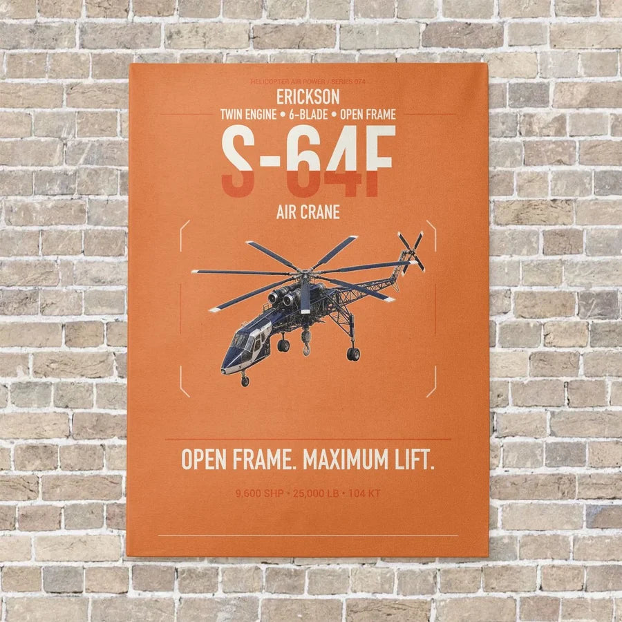 Erickson S-64F Air Crane vertical canvas print - no frame - orange background