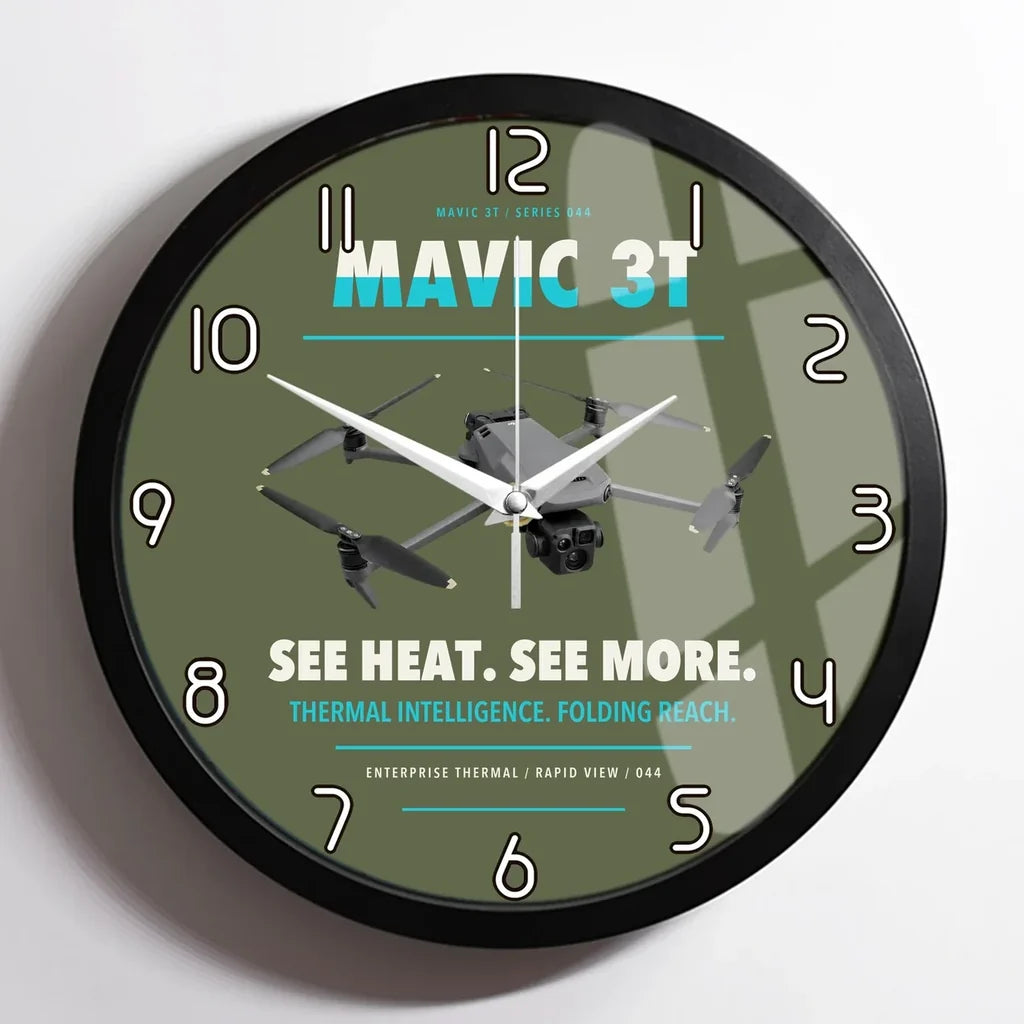 DJI Mavic 3 Thermal design on green army framed wall clock