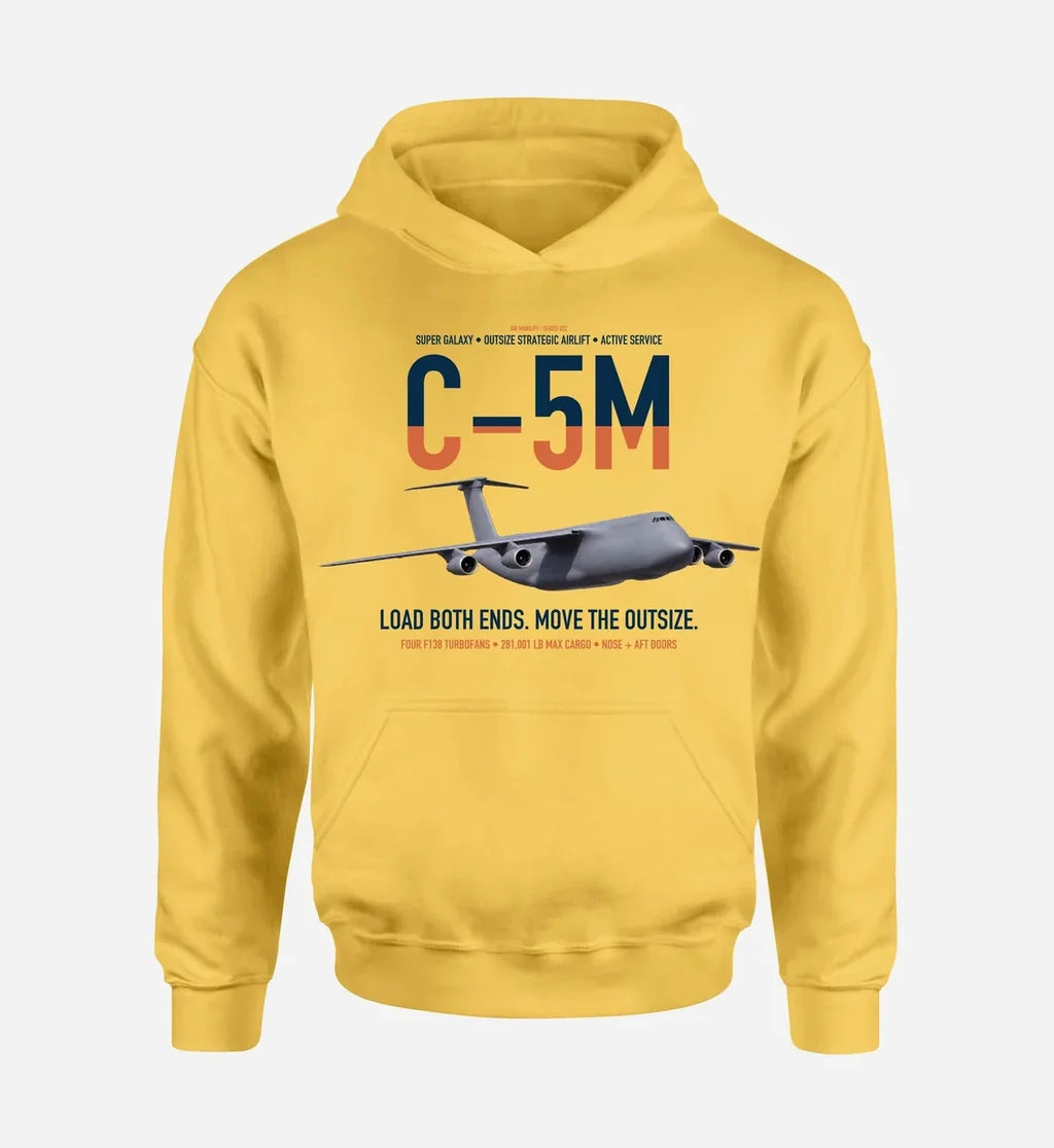 C-5M Super Galaxy design on yellow double-side hoodie, single-side print