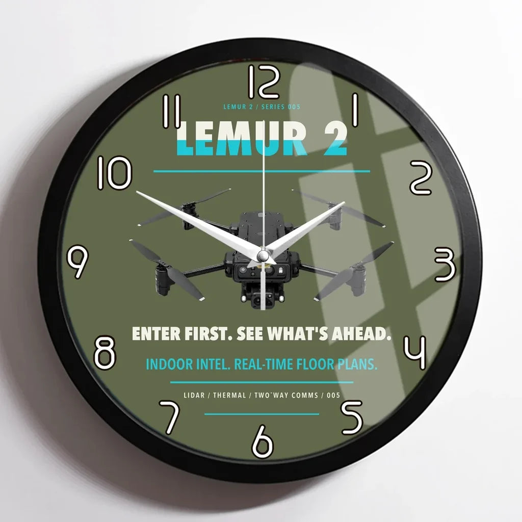 BRINC LEMUR 2 design on green army framed wall clock