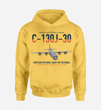 Thumbnail for C-130J-30 Super Hercules design on yellow double-side hoodie, single-side print