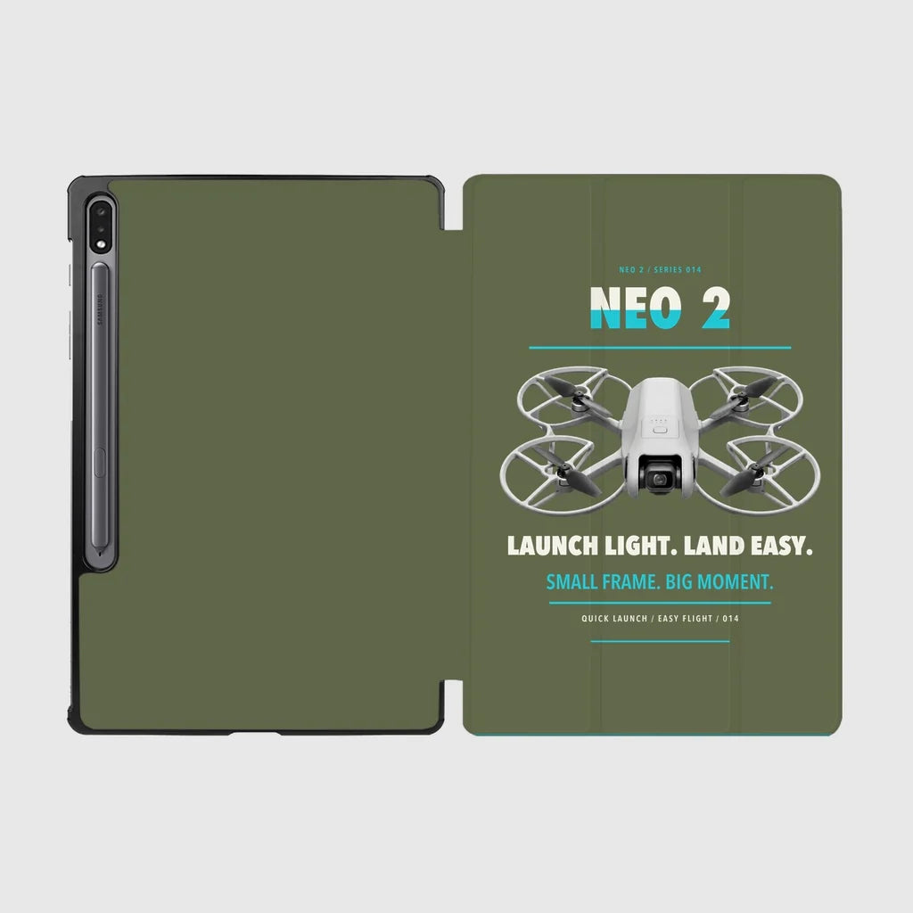 DJI Neo 2 design on green army samsung tablet tablet case