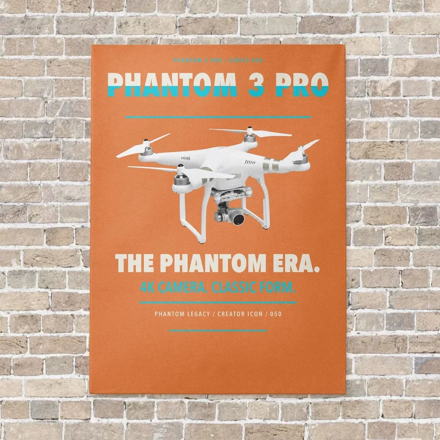 DJI Phantom 3 Professional vertical canvas print - no frame - orange background