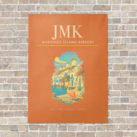 Thumbnail for Mykonos Island Airport JMK vertical canvas print - no frame - orange background