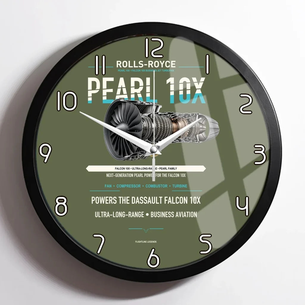 PEARL 10X design on green army framed wall clock