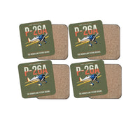 Thumbnail for Boeing P-26A Peashooter design on green army 4 pieces set coaster
