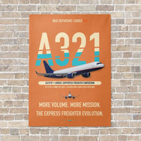 Thumbnail for Airbus A321P2F vertical canvas print - no frame - orange background